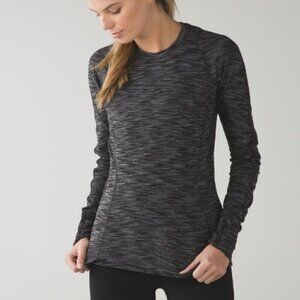 LULULEMON Runderful Grey Heathered Black Pocket Long Sleeve Active Top SIZE 4